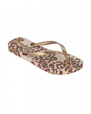 Ipanema Animal Print Női Strandpapucs Bézs Arany | 5809XYQKN