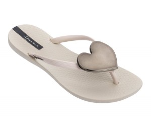 Ipanema Wave Heart Női Strandpapucs Bézs Fekete | 7921BNWQF