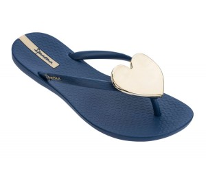 Ipanema Wave Heart Női Strandpapucs Kék Arany | 2348LMFVZ